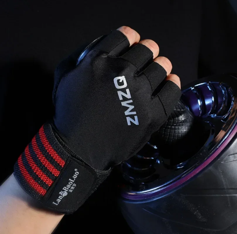 الرجال والنساء الدراجات اللياقة البدنية تسلق قفازات تنفس عدم الانزلاق الحرير الجليد نصف اصبع اللياقة البدنية قفازات تمديد معصمه قفازات