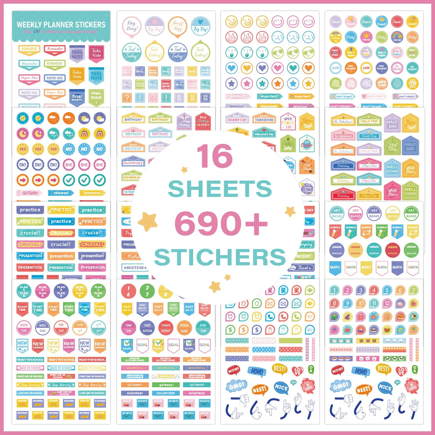 

Creative Aesthetic Planner Stickers for Weekly Monthly Journal Planning, Decorative Diary & Schedule Organization