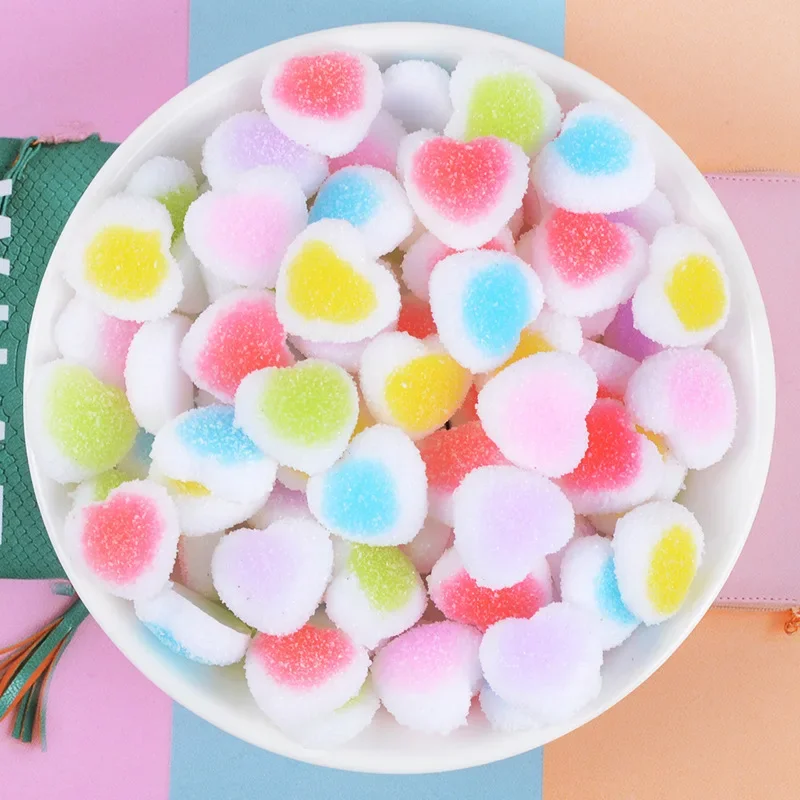 10pcs Resin Heart Shape Soft Candy Scrapbooking Tools Accessories Flatback Cabochon Craft Material Miniature Fake Food Mini Item