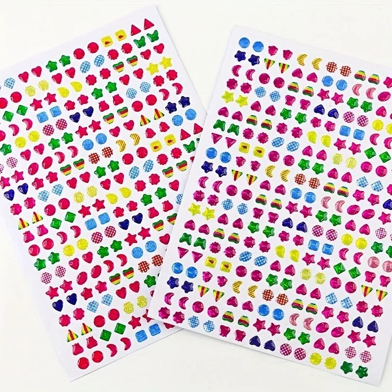 Klebrige Ohrringe, 3D-Edelsteine, Aufkleber, Glitzer-Kristall-Aufkleber, Ohrringe für Mädchen, Nagel-Ohrring, Prinzessin, Make-up, Spielzeug, Geschenk, 2 Stück – Detail 6