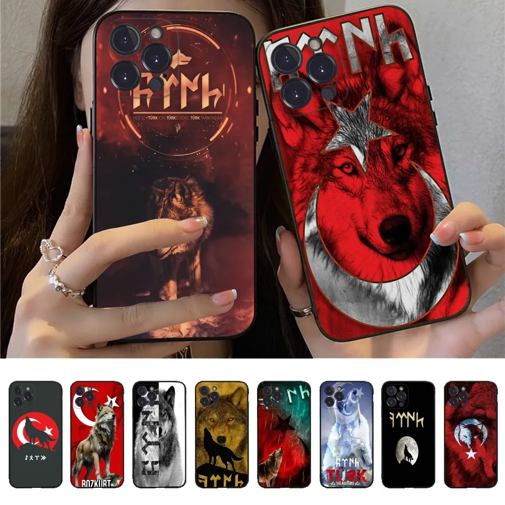 Turkish Language Bozkurt Gray wolf Phone Case Silicone Soft for iphone 16 15 14 13 12 11 Pro Mini XS MAX Plus X Cover