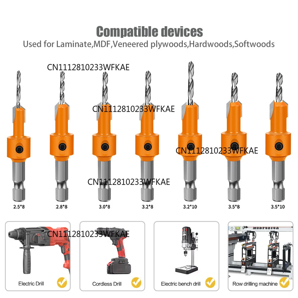 3Pcs Hexagonal Shank Countersunk Bit, Hidden Screw Hole Double Edge High Speed Steel