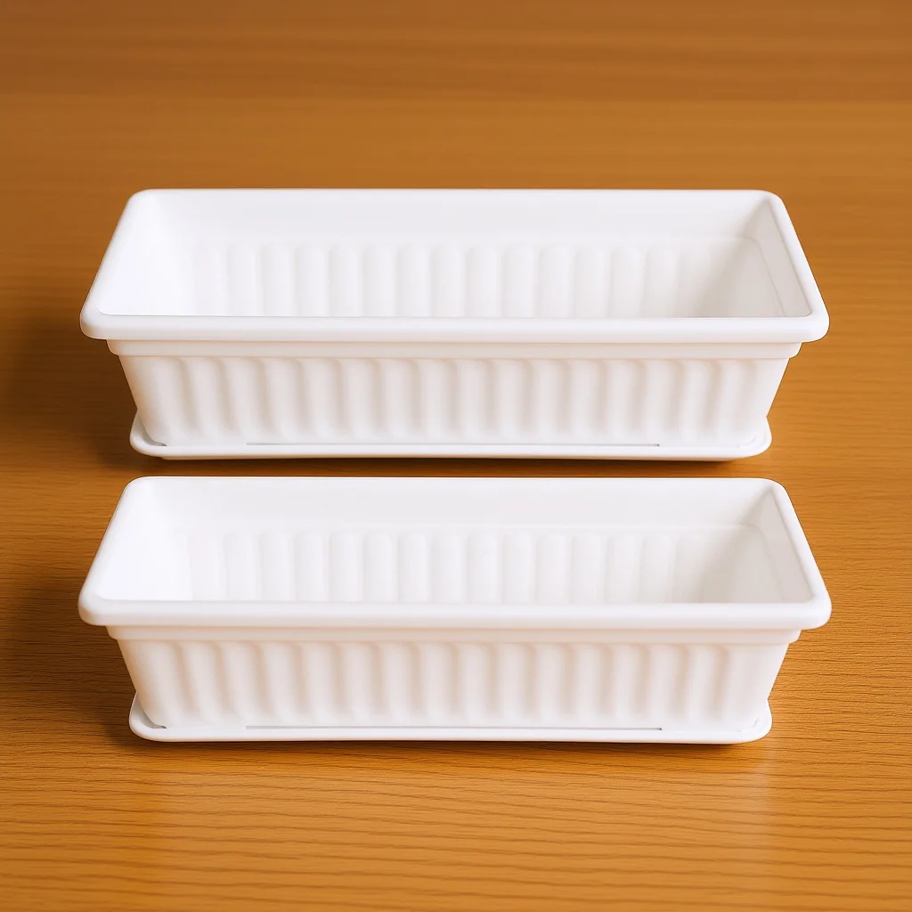 

2Pcs Planting Pots Plastic Rectangular Flower Pots for Outdoor Indoor Garden Vegetable Succulents Balcony Window Sill Planter