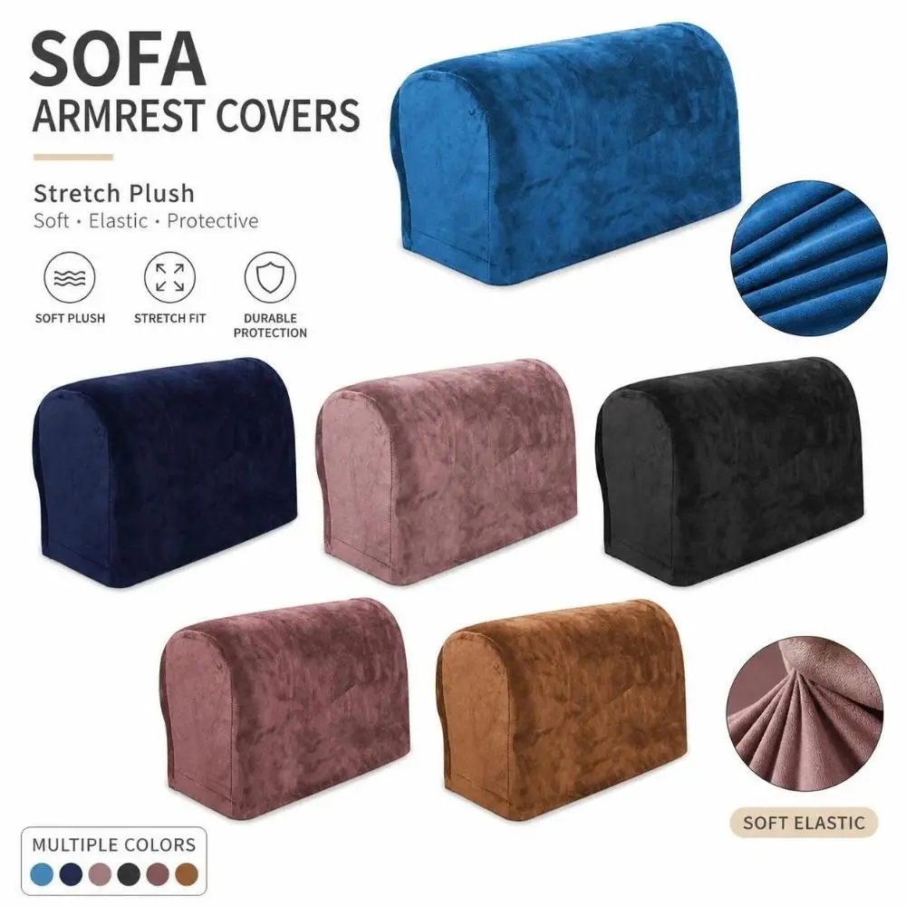 1pair Fabric Sofa Armrest Covers Solid Elastic Couch Arm Covers Stretch Fit Soft Chair Armrest Protectors Living Room Furniture