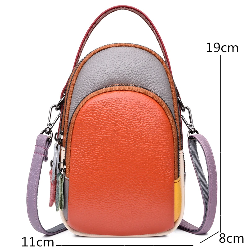 Bolso de mano 100% de cuero genuino para mujer, Mini bolsos de diseñador para teléfono móvil y billeteras, bolso de hombro a la moda, bolso de