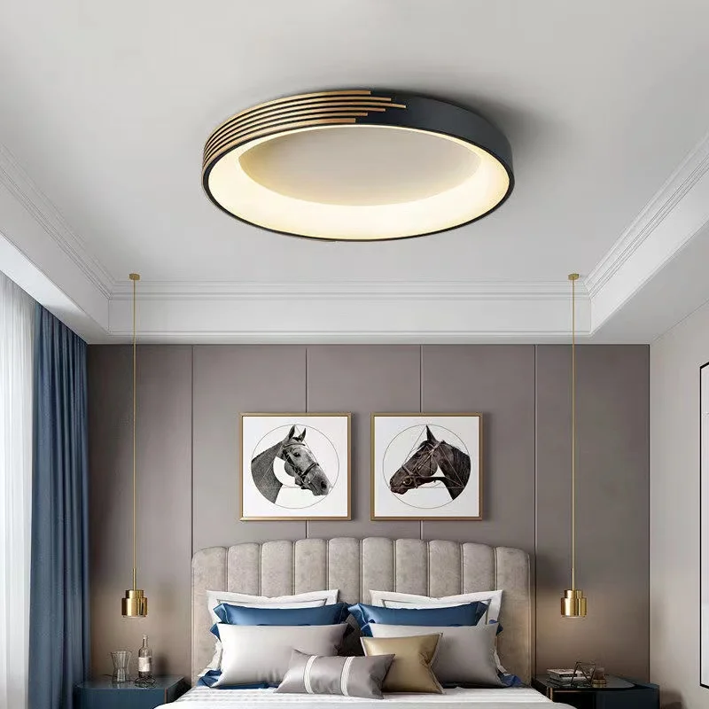 

Nordic Black Round Led Ceiling Lights For Bedroom Study Living Room Ceiling Lamp Smart Home Decor Luxury Modern Chandelier Lamps