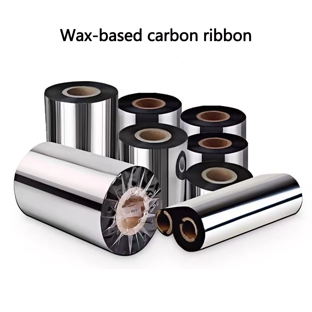 1Roll Wax-based Carbon Band 110/100/90/80/70/60/50mm*300m Barcode Printer Special For Self-adhesive Copper Plate Label Paper