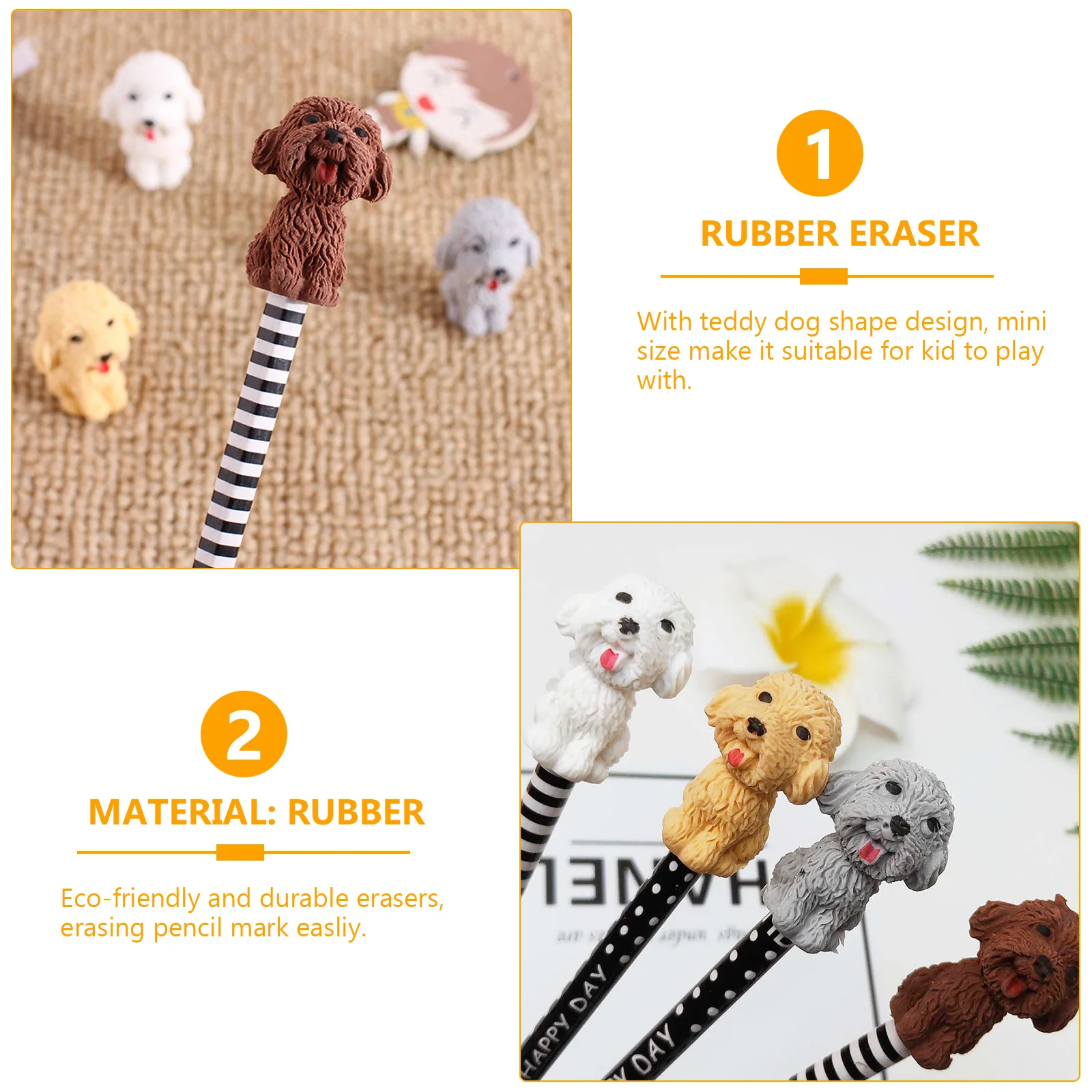 

20Pcs Dog Design Erasers Rubber Stationery Supplies for Kids Student Party Favors and Gifts Pencil Eraser