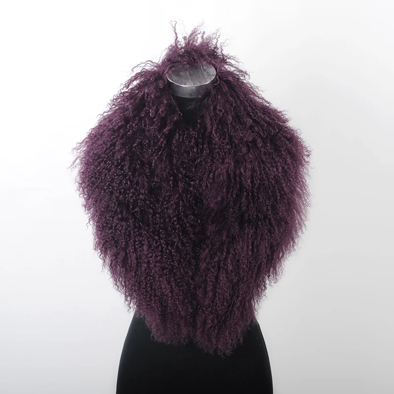 Hot Selling Women Genuine Tibetan Lamb Fur Collar Shawl Scarf