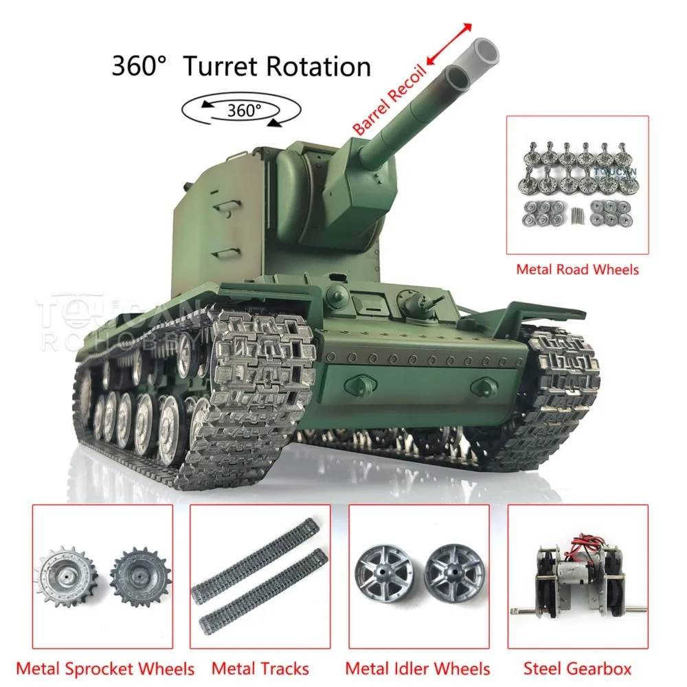 US Stock Heng Long RTR 1/16 7.0 RC Sowjetischer KV-2 Gigant Panzer Metallketten Leistungsstark 360° °   Rotation 3949 Tanks Funksteuerungspanzer