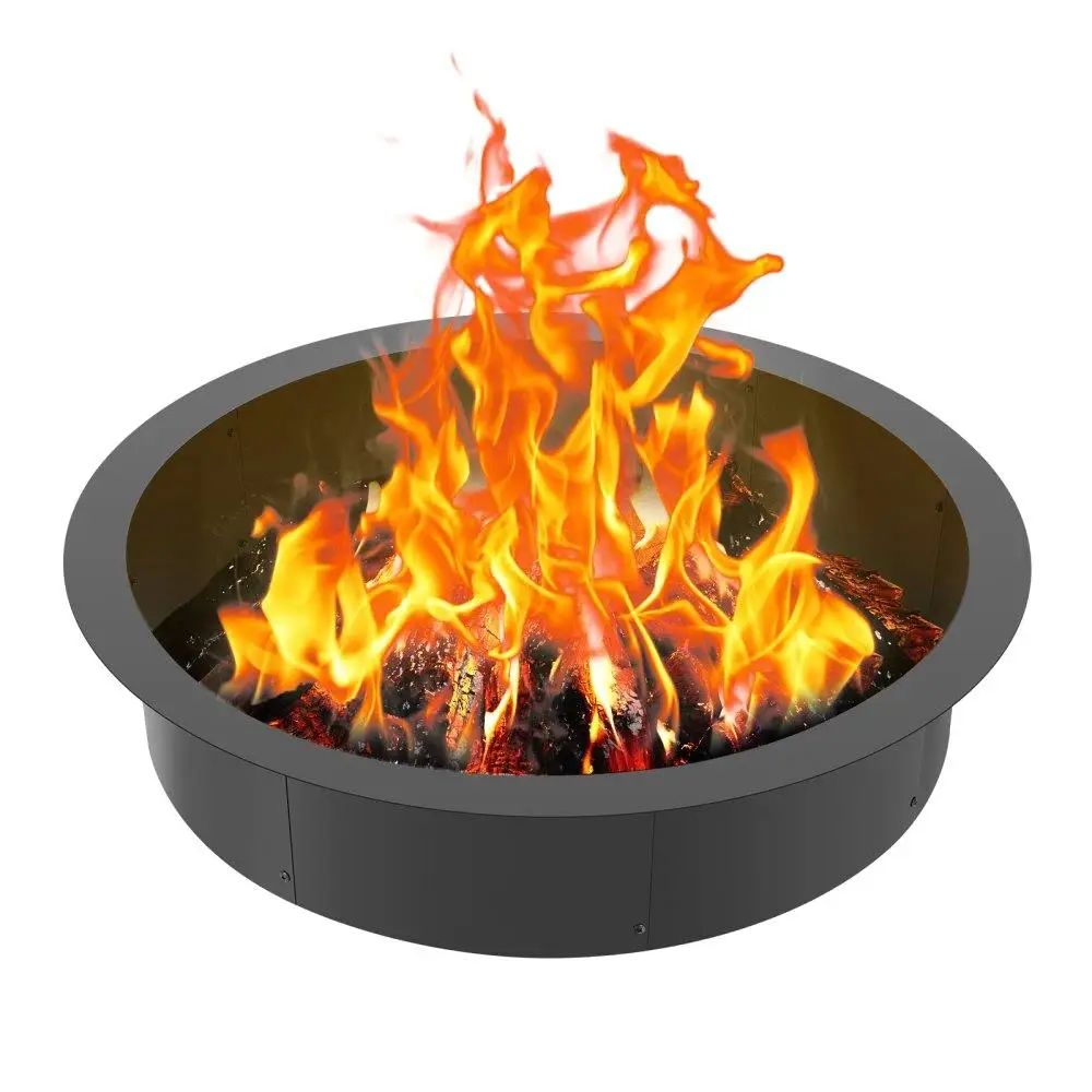 

40 Inch Round Steel Fire Pit Ring Outdoor Campfire Ring DIY Firepit for Backyard Garden Patio Use