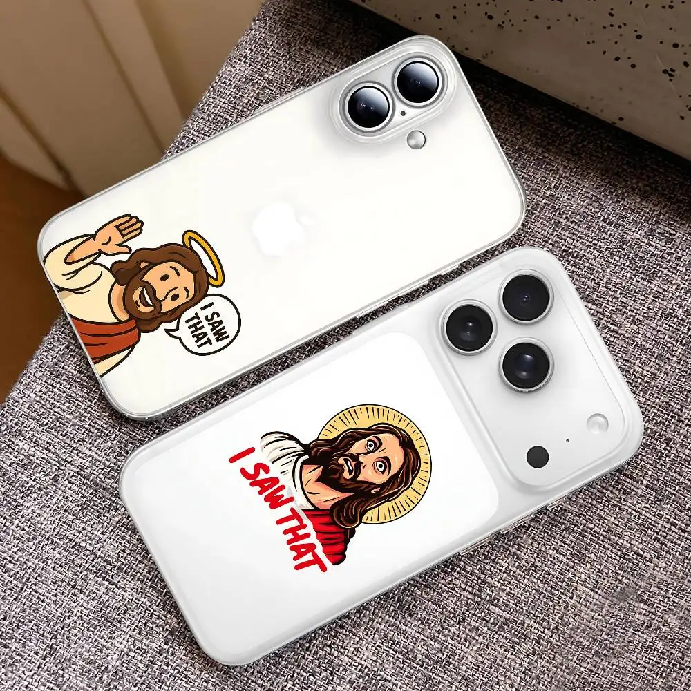 Jesus I Saw That New Trendy Transparent Tpu Phone Case, Suitable For IPhone 17 Pro Max 16 15 14 13 12 11 XS Xr