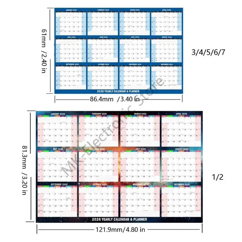 

R2LF 2026 Educational Wall Calendar Schedule Planner With English Daily Layouts Safe Inks Suitable For Classrooms Offices