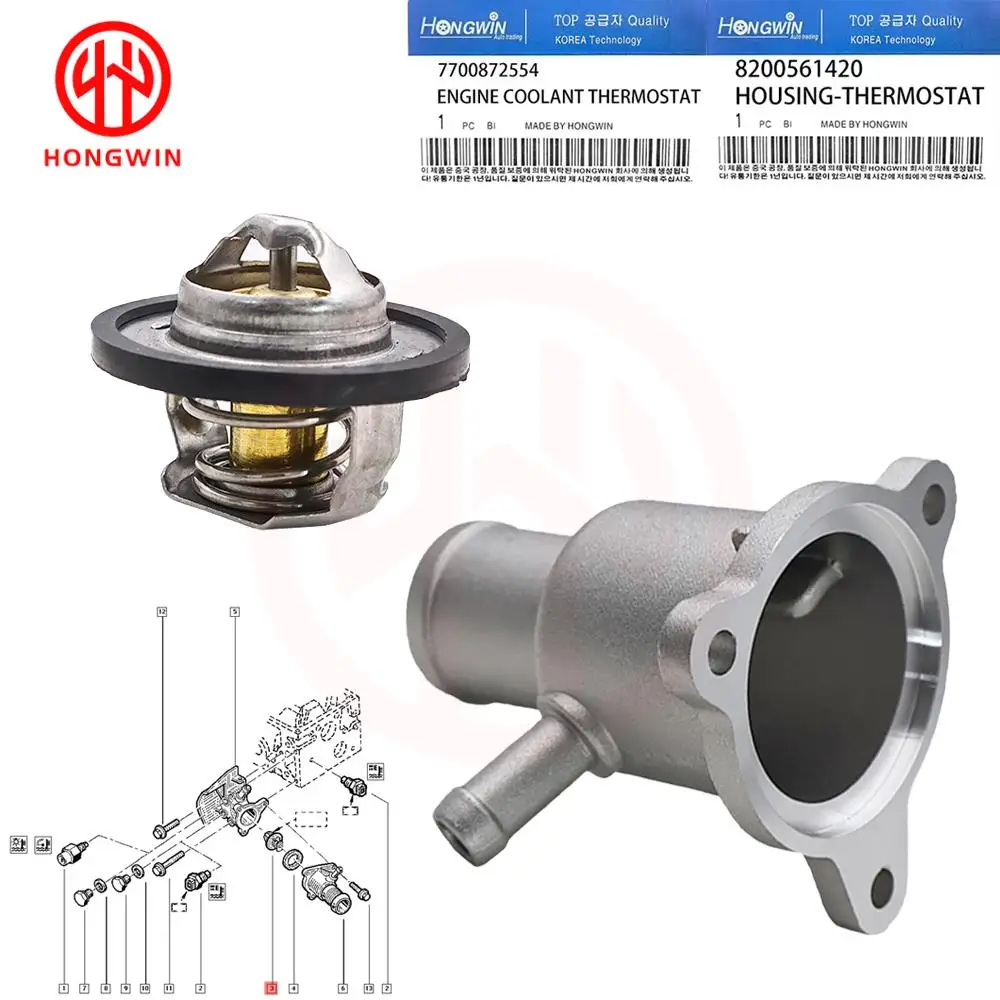 Engine Coolant Thermostat Housing 7700872554 8200561420 For DACIA LOGAN /RENAULT CLIO II KANGOO LAGUNA MEGANE SCENIC 8200557831