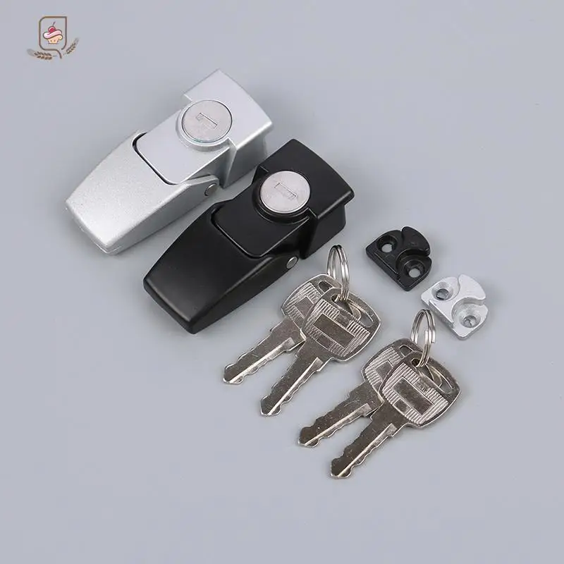 1set Cabinet Black Coated Metal Hasp Latch DK604 Security Toggle Lock With Two Keys