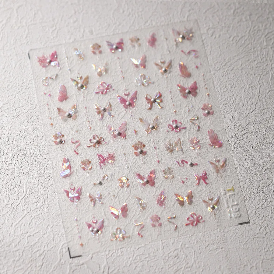 1pc5D Adesivo per nail art in rilievo Farfalla glitterata di alta qualità Aurora Design di perle Adesivo per decorazione nail art con farfalla glitterata