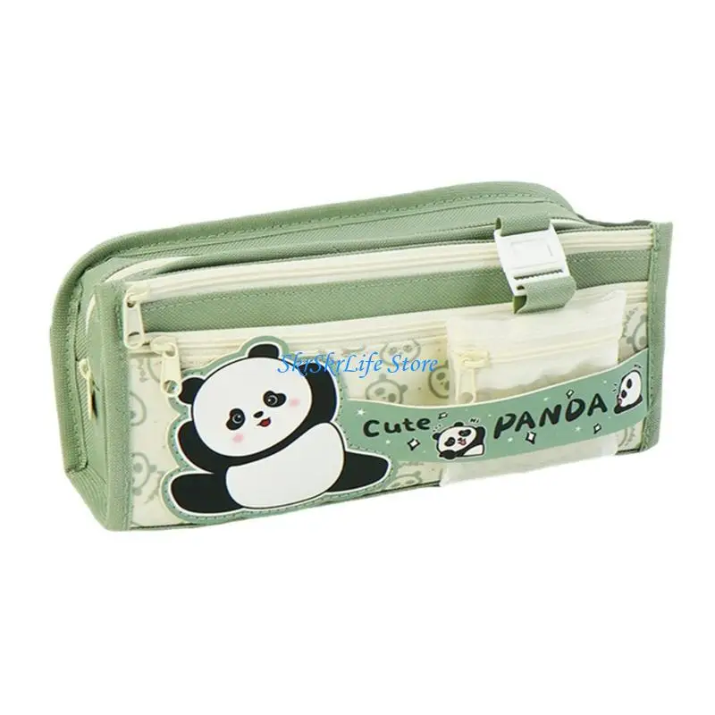 

E65E Panda Pencil Case Large Capacity Stationery Bag Marker Pen Case Desk Organizers