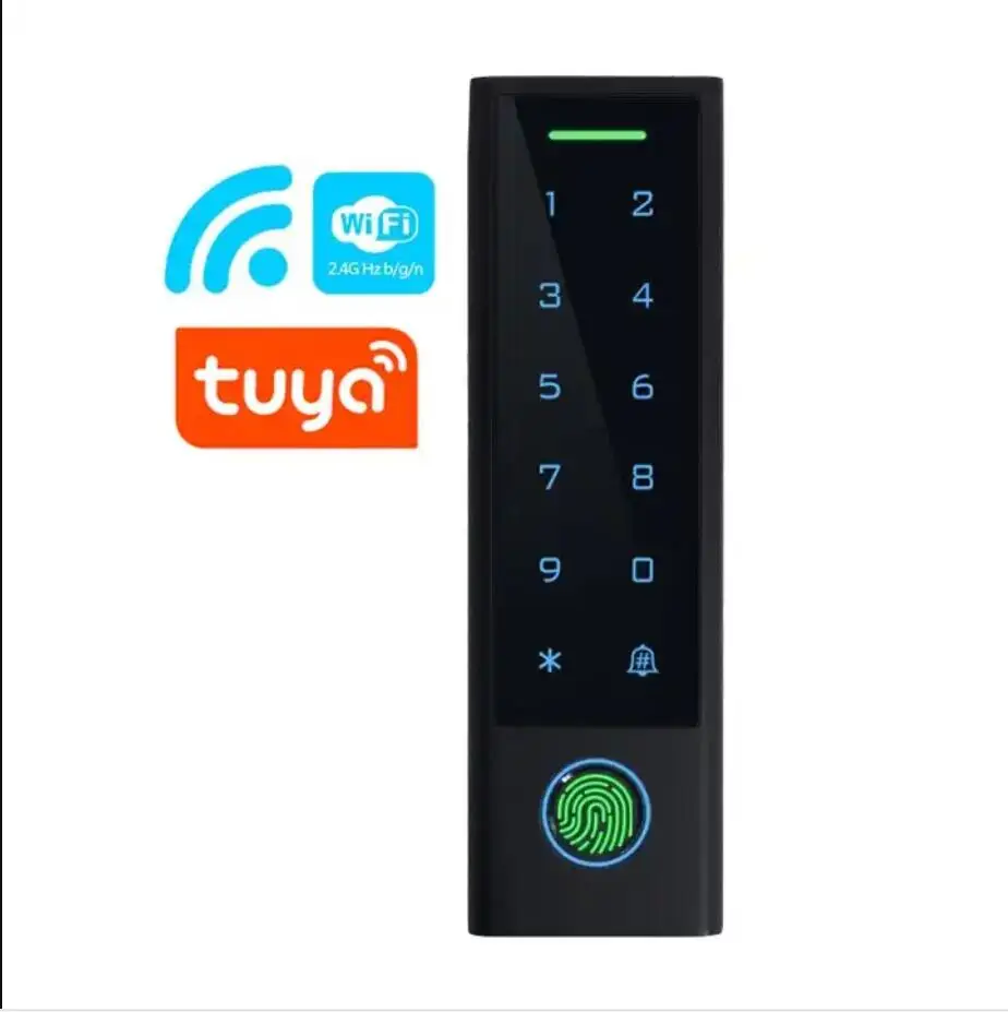 Plastic WIFI TUYA App Biometric Fingerprint Access Controller Keypad Waterproof RFID ID Card Standalone Door Access Control