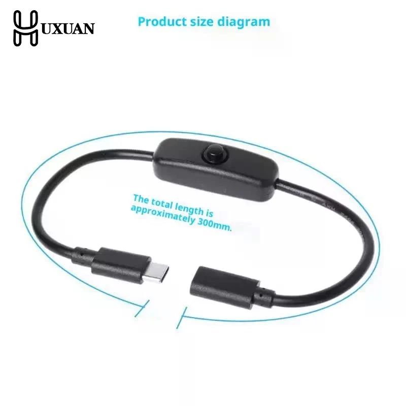 【W】1Pcs 4A High Current USB-C Male To Female Extension Cable With On Off 5V Type C Power Supply Cord For Mobile Phone Tablet
