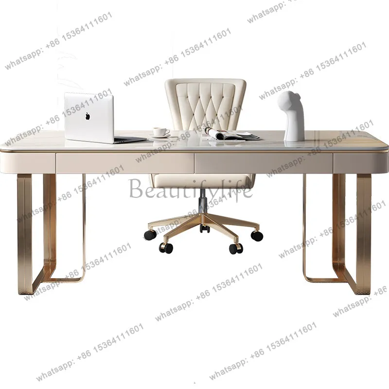 Italian light luxury rock slab desk writing desk office table modern simplicity