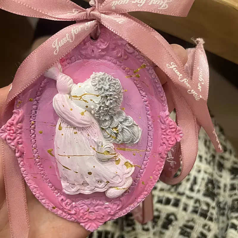 Aroma Gypsum Pendant Silicone Molds Flower Paraffin Tablet Car Ornament Plaster Molds Wardrobe Scented Wax Sheet Angel Mold