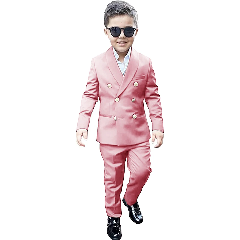 Children Fashion Pink Boy's Suit Set School Activities Host Classic Costume Jacket Pants 2 Pieces Kids Party Tailor-made Outfits