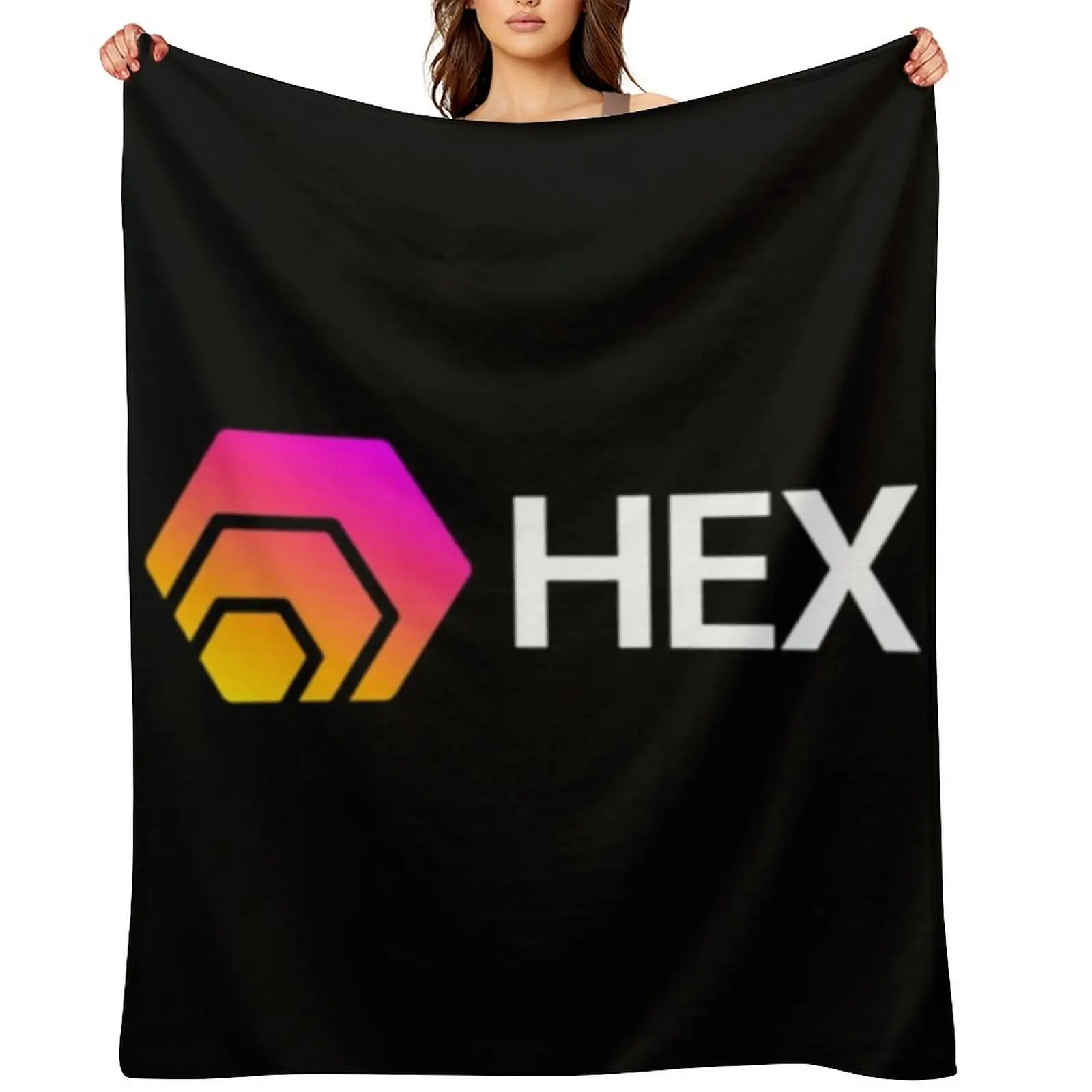 

HEX Crypto Hexagon Logo Throw Blanket Thermals For Travel Sleeping Bag Flannel Plush Blankets