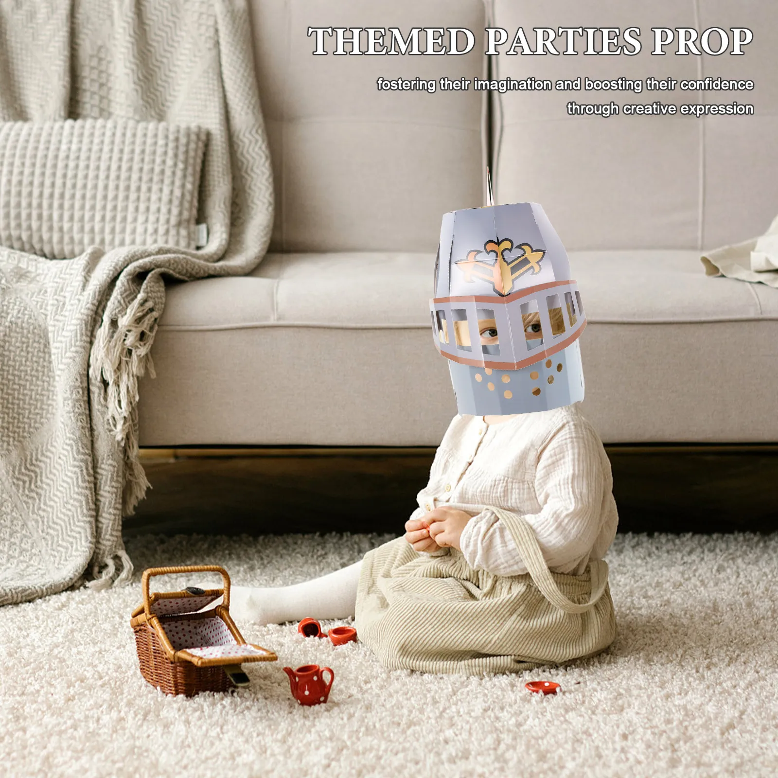 Kids Knight Mask Paper Craft DIY Creative Coloring Activity Medieval Themed Party Favor Safe Comfortable Performance Prop