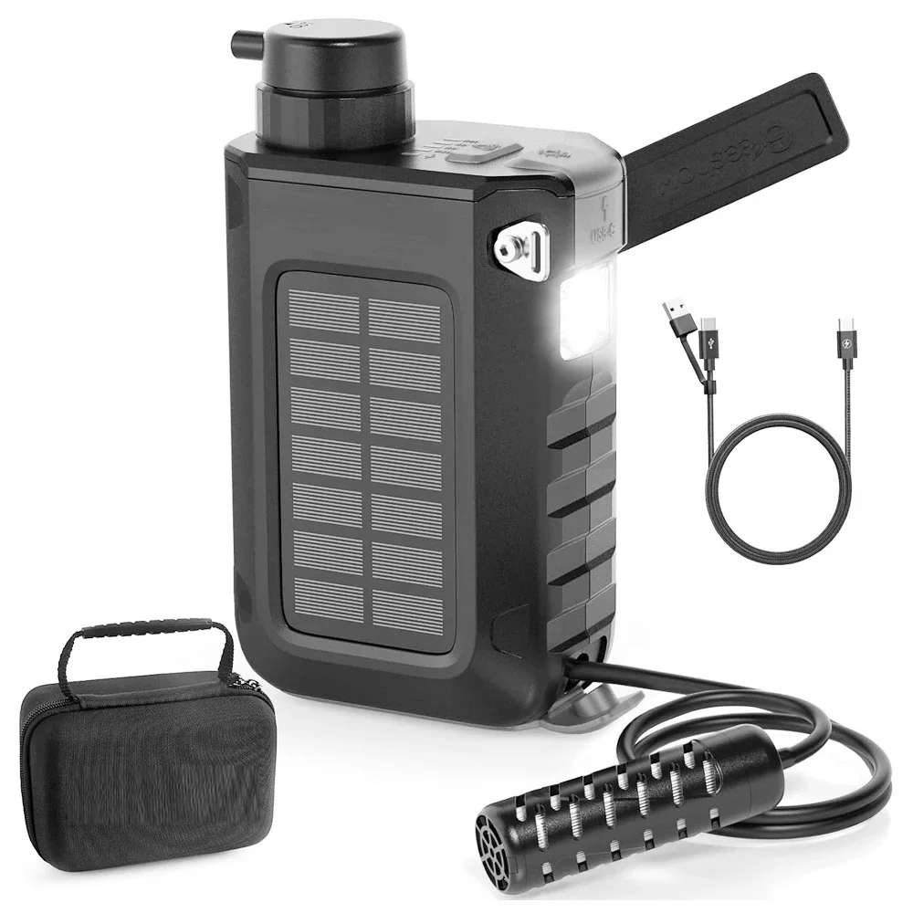 Outdoor Portable Electric Drinking Water Filter 0.01Micrion 6stages for Explorer/army/traveler/expeditioner/hunters with Light