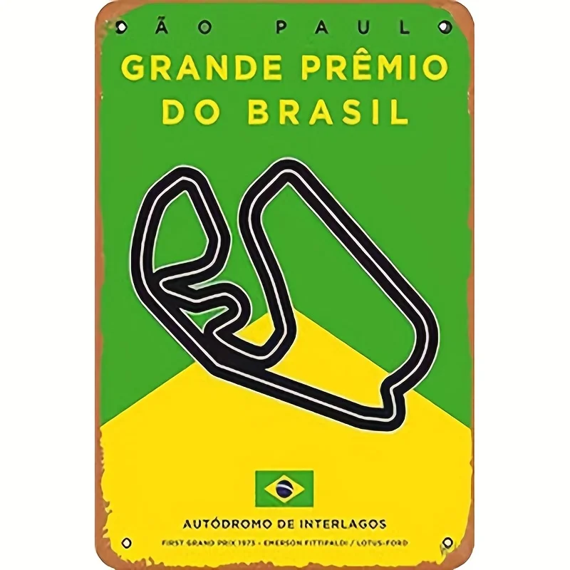 Vintage Look Iron Metal Sign, , Tin Plate, My Racetrack Posters Interlagos Track, for Wall Decor