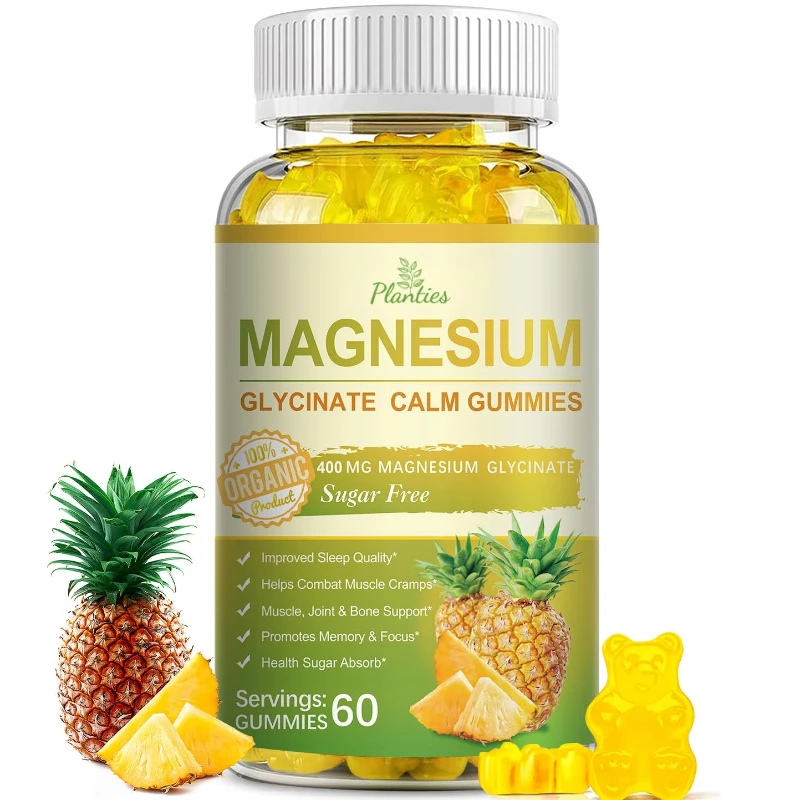 Adult Magnesium Compound Supplement Gummies: Glycine Taurine Gummies - Supporting Skeletal and Muscle Health 60 Gummies