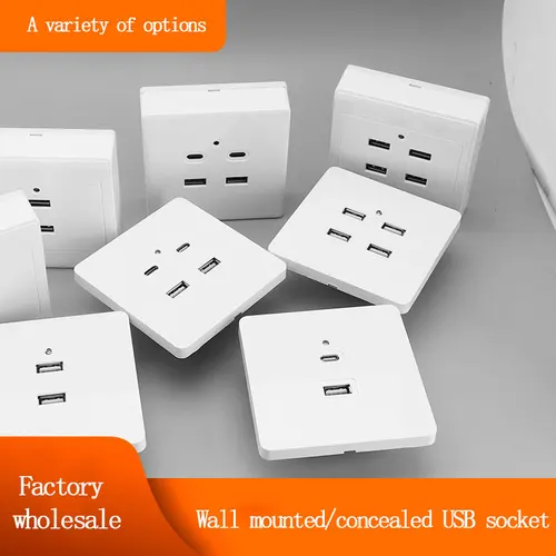 Imagen 2 del producto 86 tipo 2/4/6 puertos interruptor enchufe panel usb tipo c sitio de construcción 220v a 5v electricista universal panel de carga rápida de alta potencia
