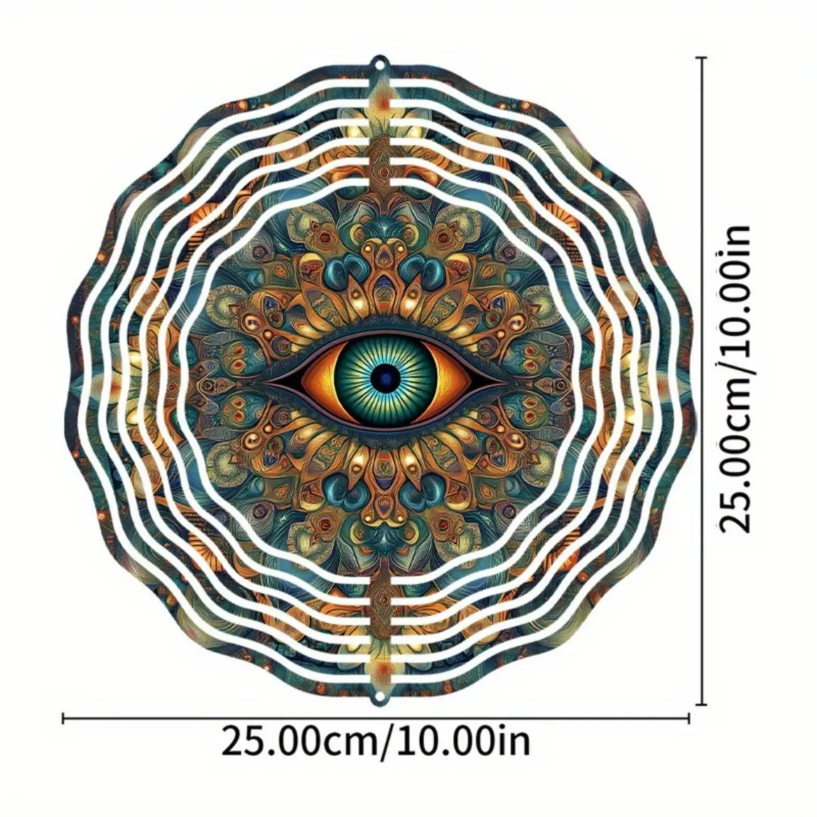Wind Spinner 10 Inch, Metal 360° Rotating Garden Decoration, Outdoor Kinetic Yard Art with Eye Design