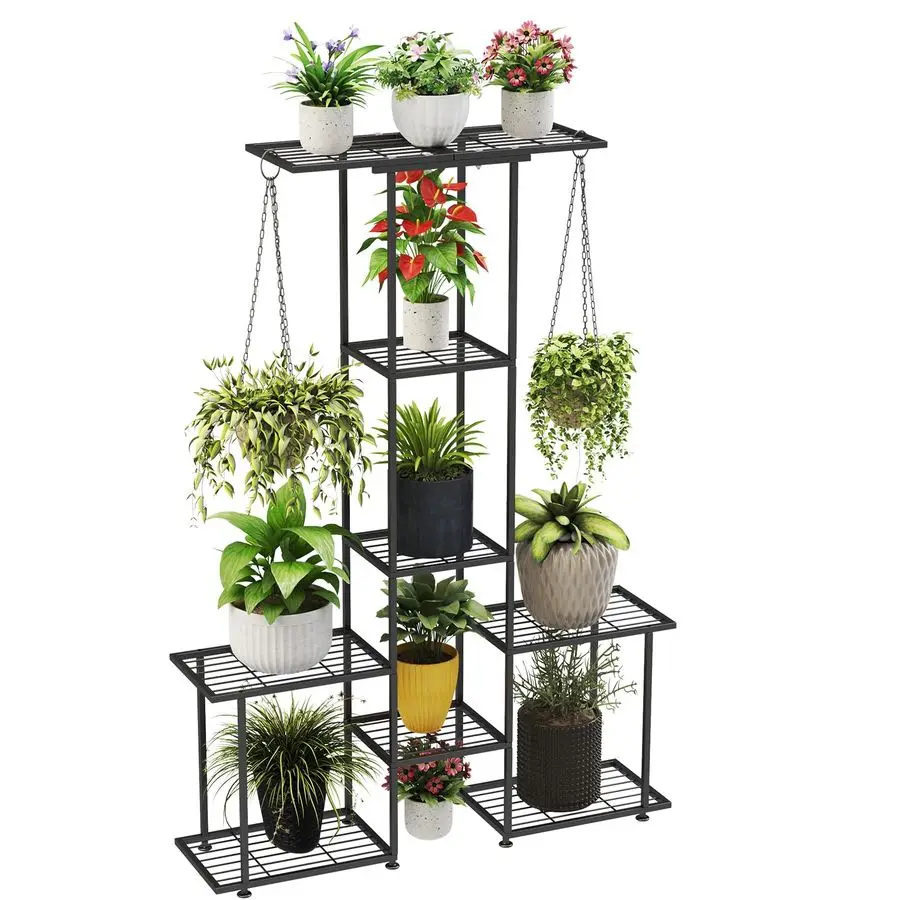 

Plant Stand Indoor Outdoor, Metal 6 Tier Tall Hanging Plant Shelf for Multiple Flower Planter Large Heavy Duty Ladder Plant Hol