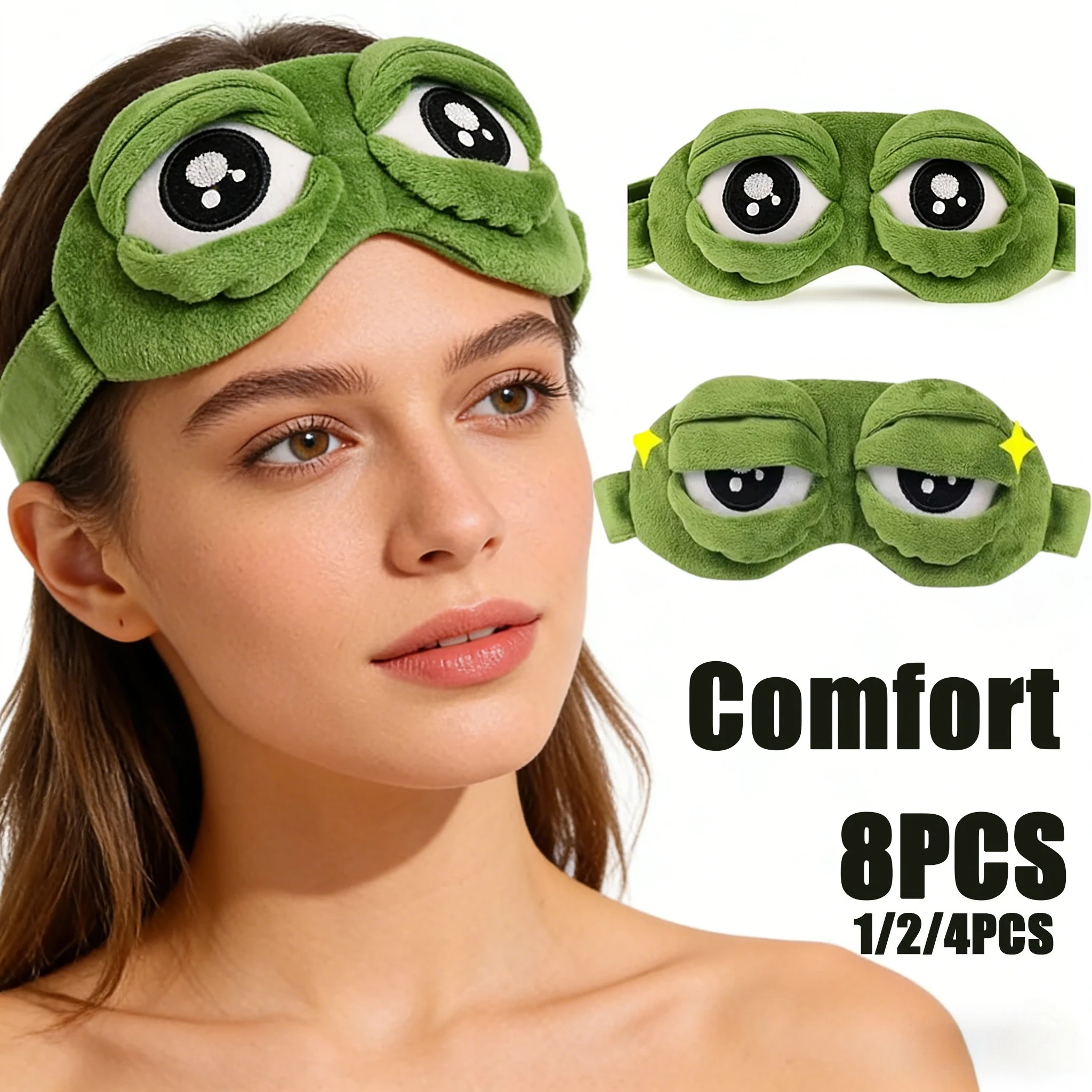 

3D Contoured Frog Sleep Mask Natural Light Blocking Soft Cartoon Eye Cover for Women Men Portable Blindfold for Travel Home