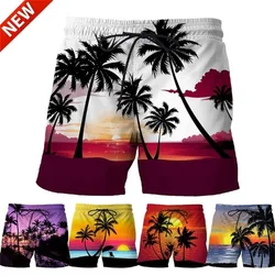 Coconut Tree Hawaiian Beach Shorts 3D Printing Summer Men's Casual Swimming Shorts High Elastic Quick Dry Swim Trunks