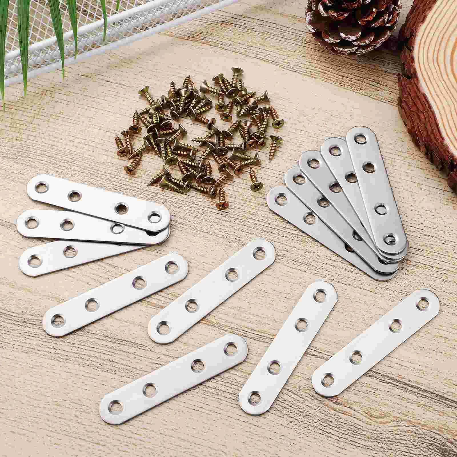 14 Pcs Stainless Steel Corner Code Brackets Metal Plate With Holes Furniture Joining Connector Straight Brace Braces