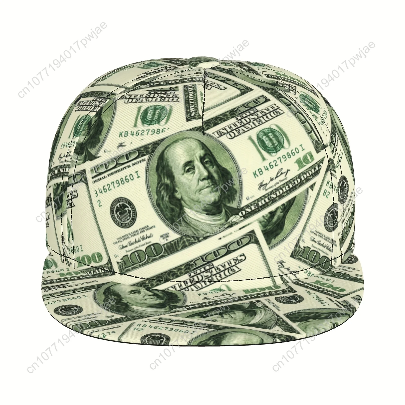 Регулируемая бейсболка унисекс Snapback — $100 Bill Design с плоскими полями в уличном стиле в стиле хип-хоп, легкая дышащая, 100% полиэстер