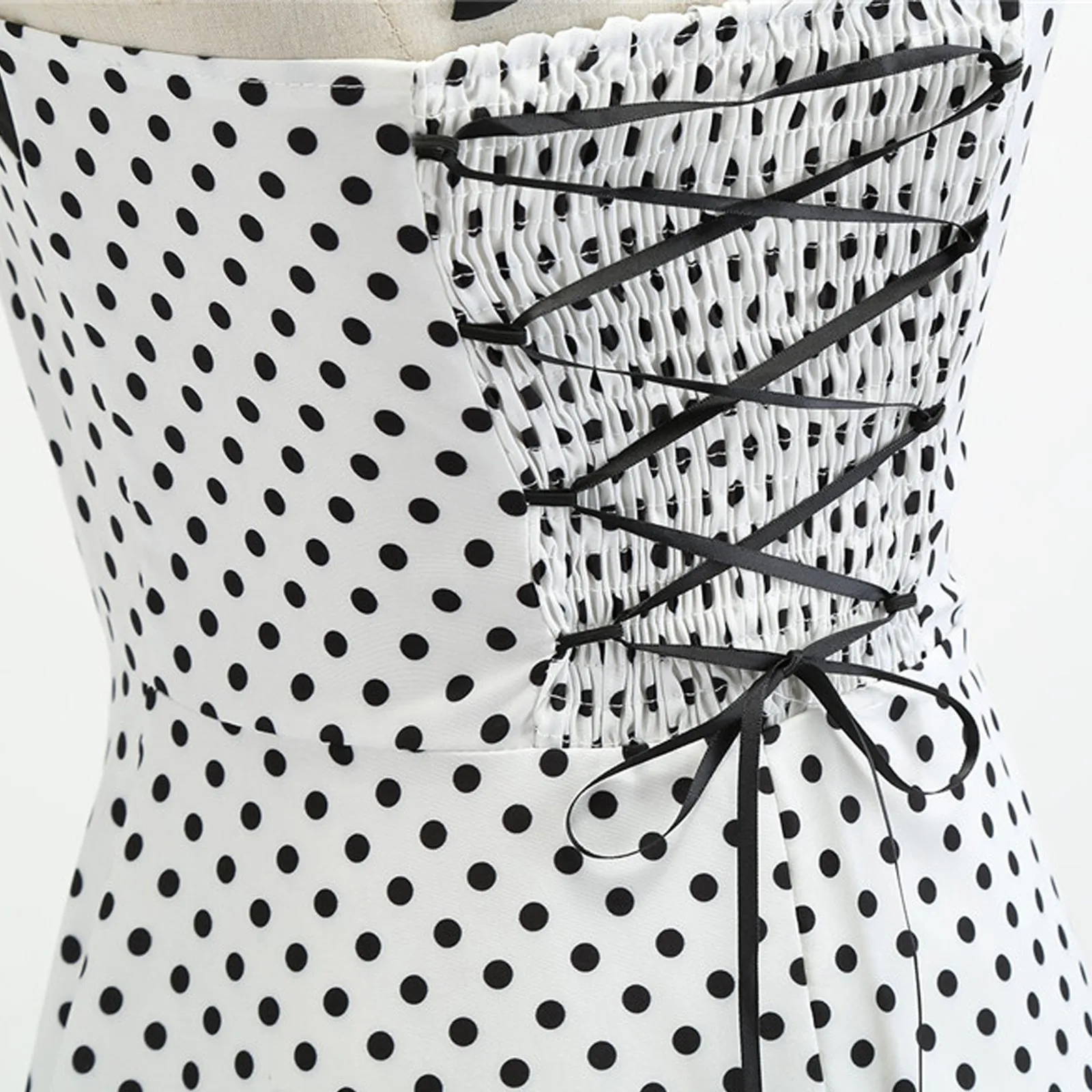 Vestido feminino sem encosto com cordões, balanço grande, vestido inchado, desempenho casual, moda retrô, temperamento