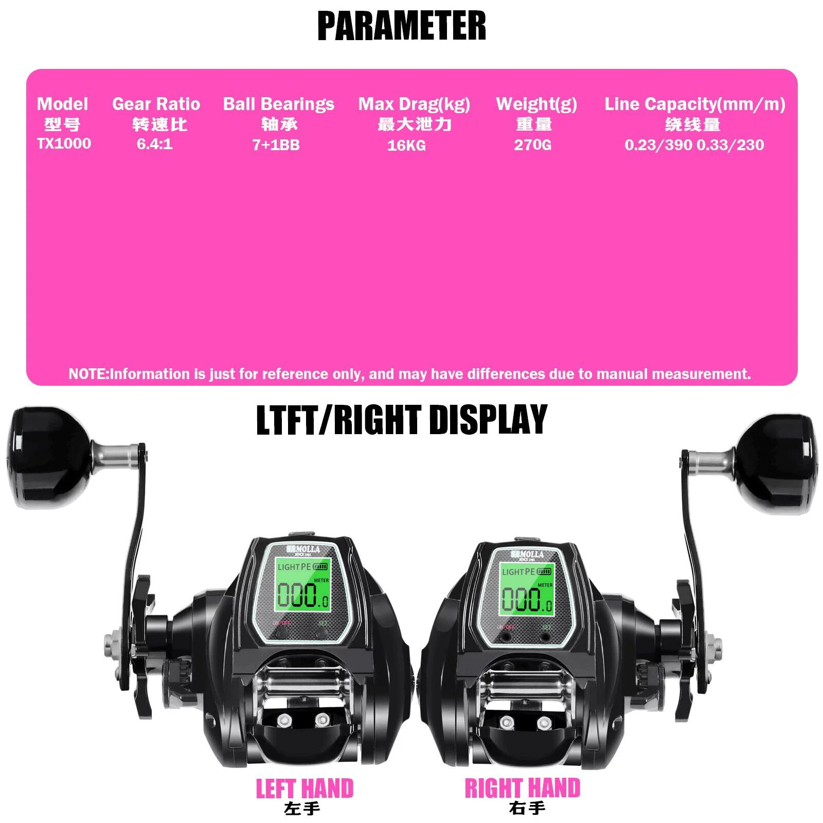 NEW HOT Electric Bait Casting Reel Ultralight Fishing Reel TX1000 Drag16KG CNC Spool Electric Count Wheel Sea reel Trolling Reel