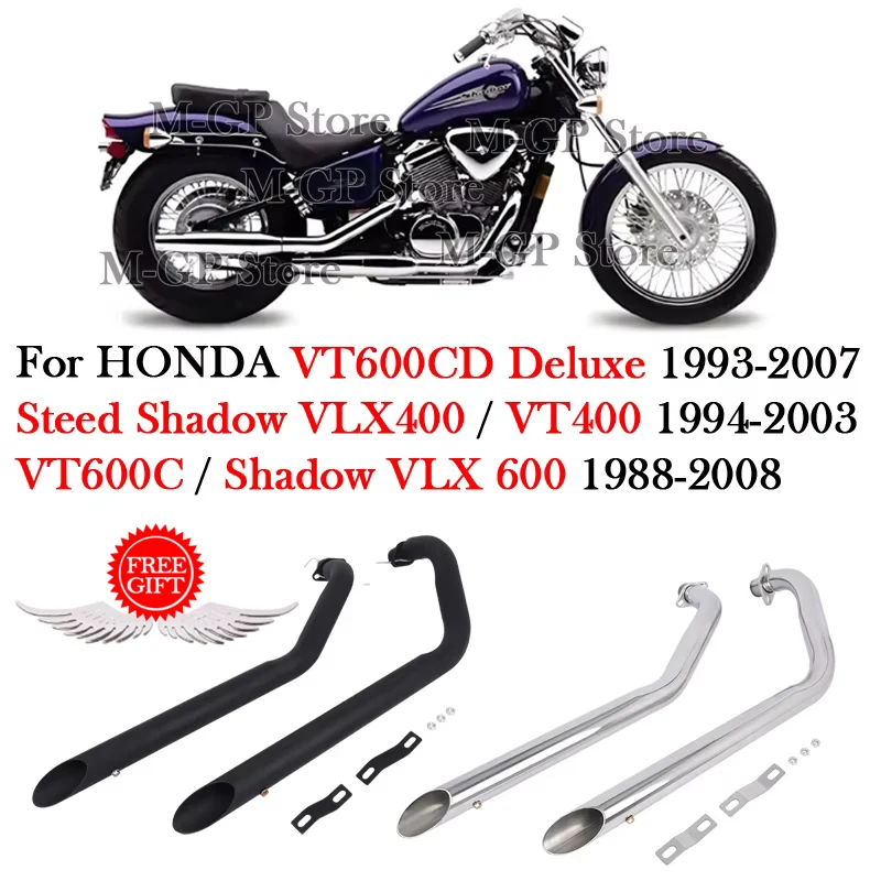 Para HONDA Shadow VLX 600 VT600C VT400 Steed Shadow VLX400 VT600CD Deluxe: Sistema de escape de motocicleta, tubo de conexión delantero, modificación de escape