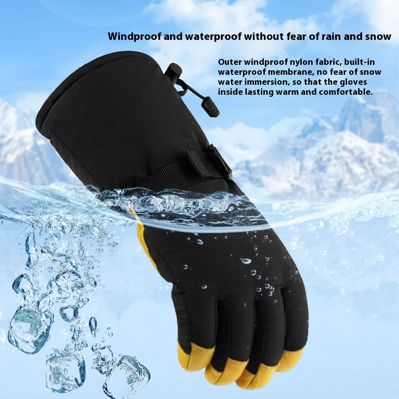 Five-Finger Ski Gloves Mountaineering Running Splashproof Abalone Casserole 3m Insulation Cotton Ski Warm Gloves