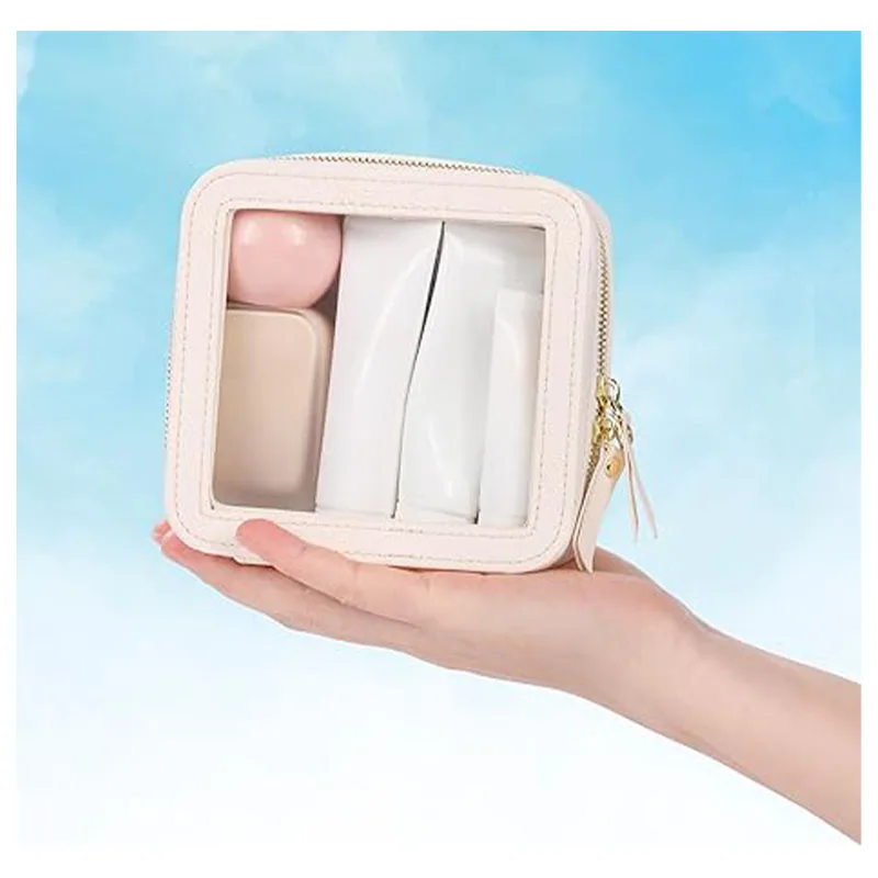 GCN1 Small Cosmetic Bag, Mini Makeup Bag Women Clear Pouch Cosmetics Bags Organizer Case with Zipper for Purse Backpack