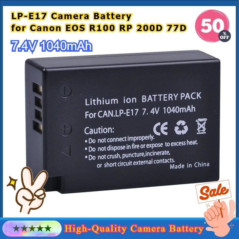 

LP-E17 Camera Battery for Canon EOS R100 RP 200D 77D M3 M5 M6 250D 750D 760D 800D 8000D Rebel T8i T7i T6i T6s SL2 SL3
