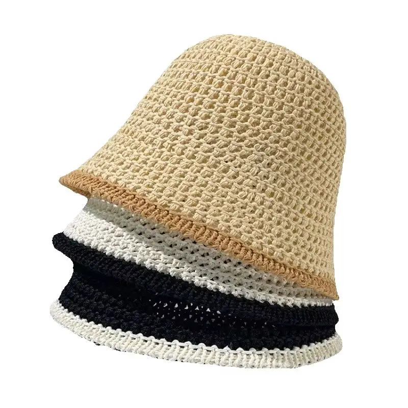 Japanese Instagram Breathable Bucket Hat Women's Summer Leisure Fisherman Hat Literary Hollow Out Basin Hat Beach Panama Caps