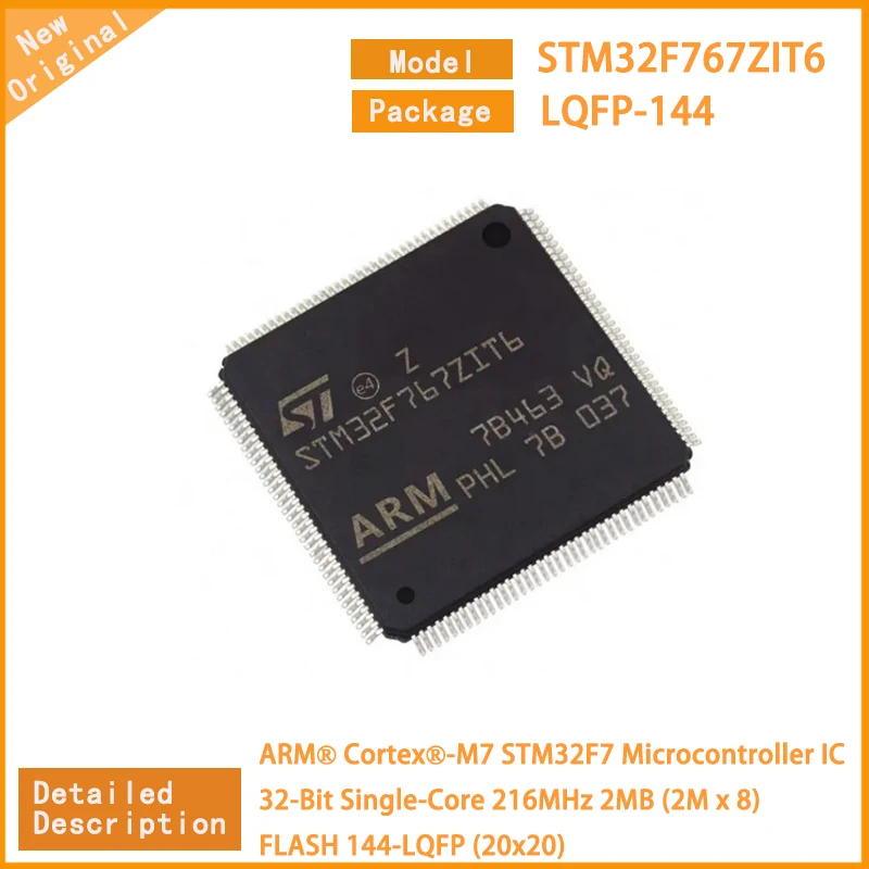 

1~5pcs New Original STM32F767ZIT6 STM32F767 New MCU Microcontroller IC 32-Bit Single-Core 216MHz 2MB (2M x 8) FLASH 144-LQFP