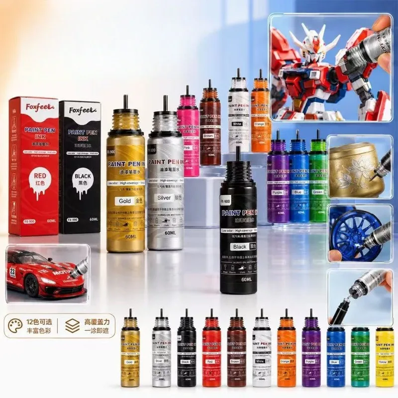 60ml Large Capacity Paint Marker Refill Ink Gold Silver White Metallic Permanent Waterproof Paint Pen Ink