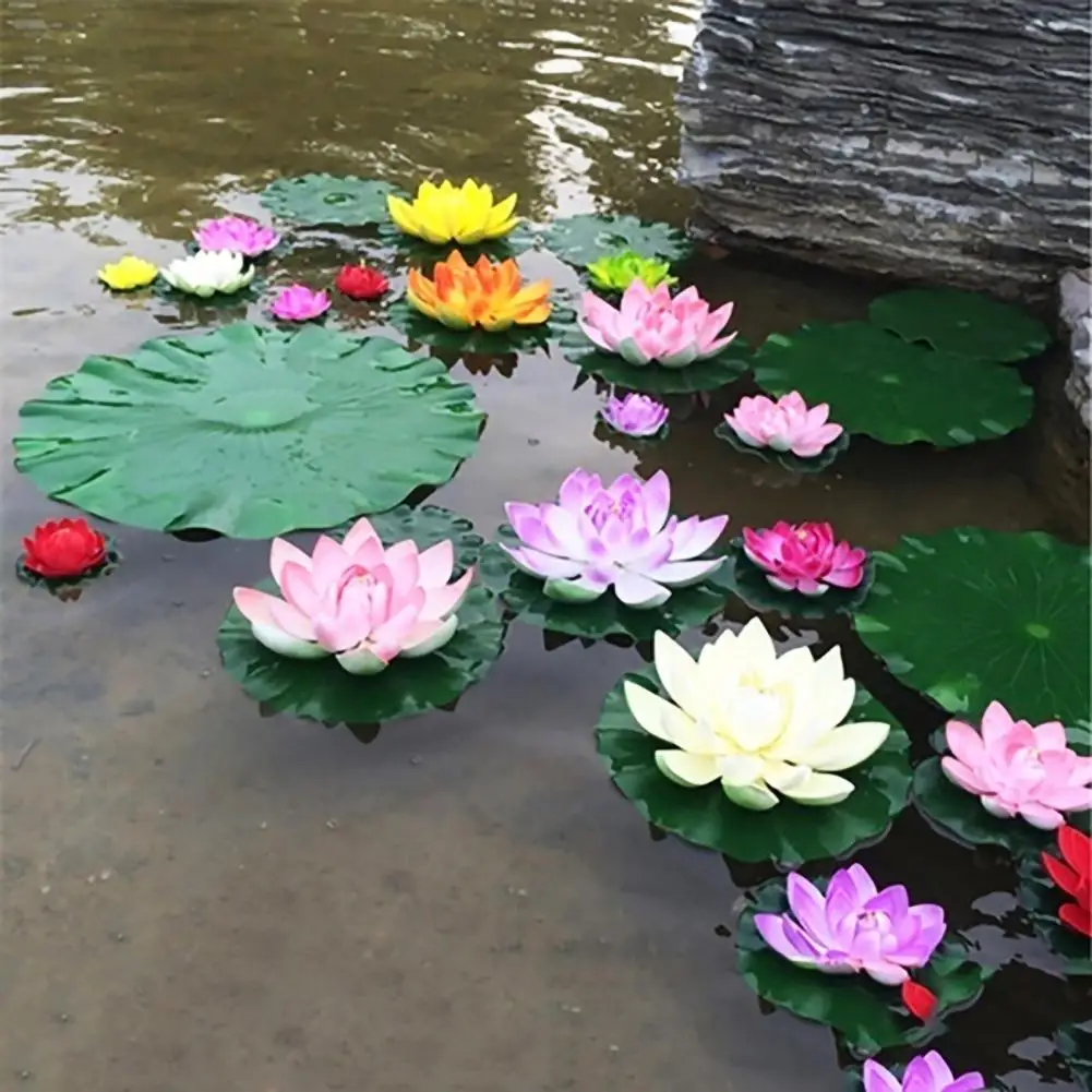 1Pc Simulation Lotus Flower Mini Artificial Flowers Floating Lotus DIY Foam Water Lily Fake Plant Pond Fish Tank Home Decoration