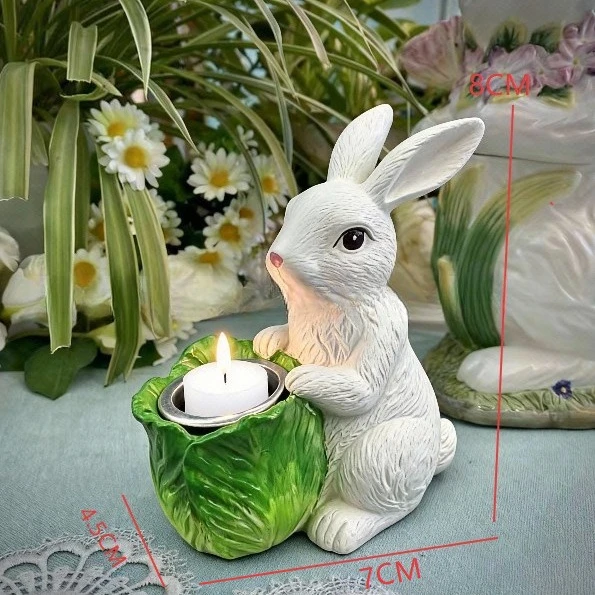 

Декоративная подставка для свечи в виде кролика, пасхальный подарок, украшение - английская версия