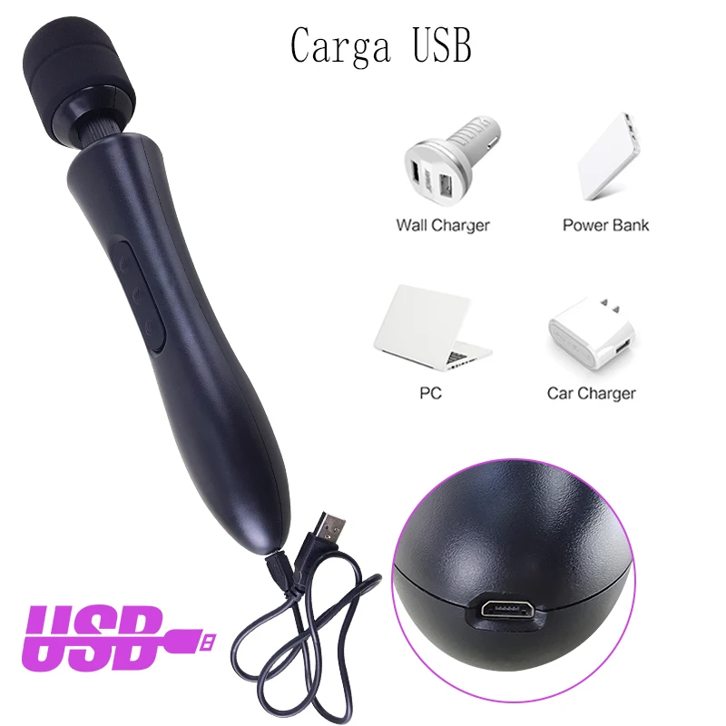 20 Modes Powerful Magic Wand Vibrator for Women Body Massager G Spot Clitoris Stimulator USB Charging Adult Sex Toys for Woman
